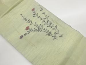 紗紬草花模様織出し名古屋帯